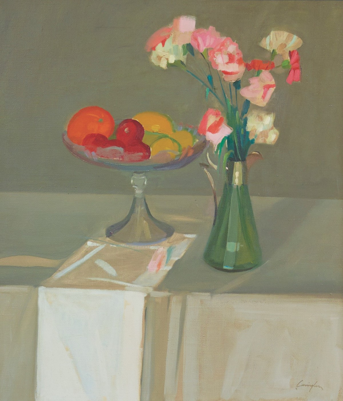 Still Life of Fruit & Flowers