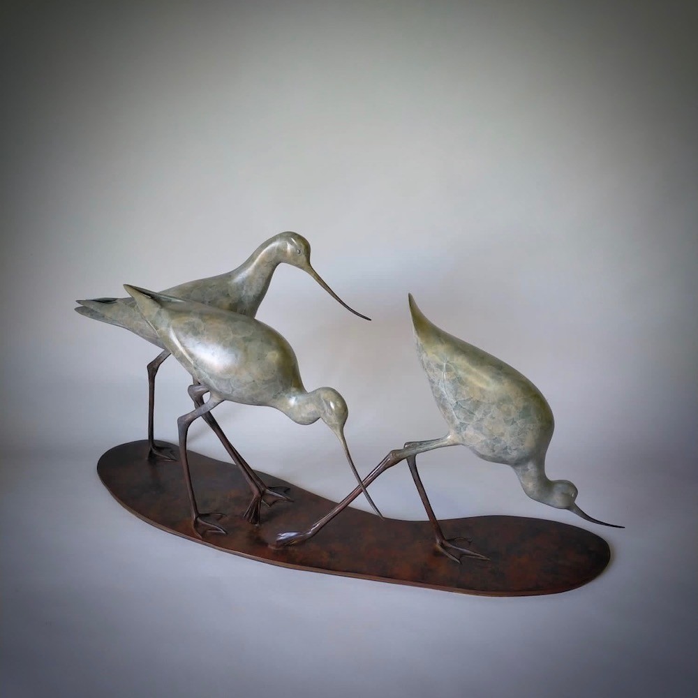 Three Walking Avocets II